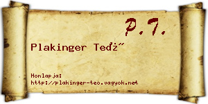 Plakinger Teó névjegykártya